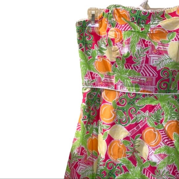 RARE HTF Lilly Pulitzer Juice Bar Print White Tag 90s Y2K Dress Size 4 - Picture 2 of 9